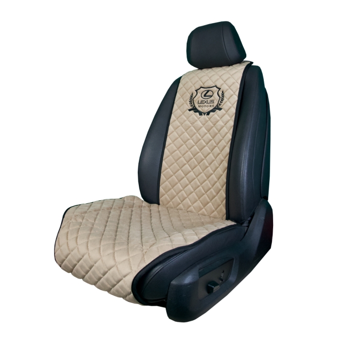 Накидки на сидения Накидка на переднее сиденье с вышивкой Lexus motors (Бежевая)