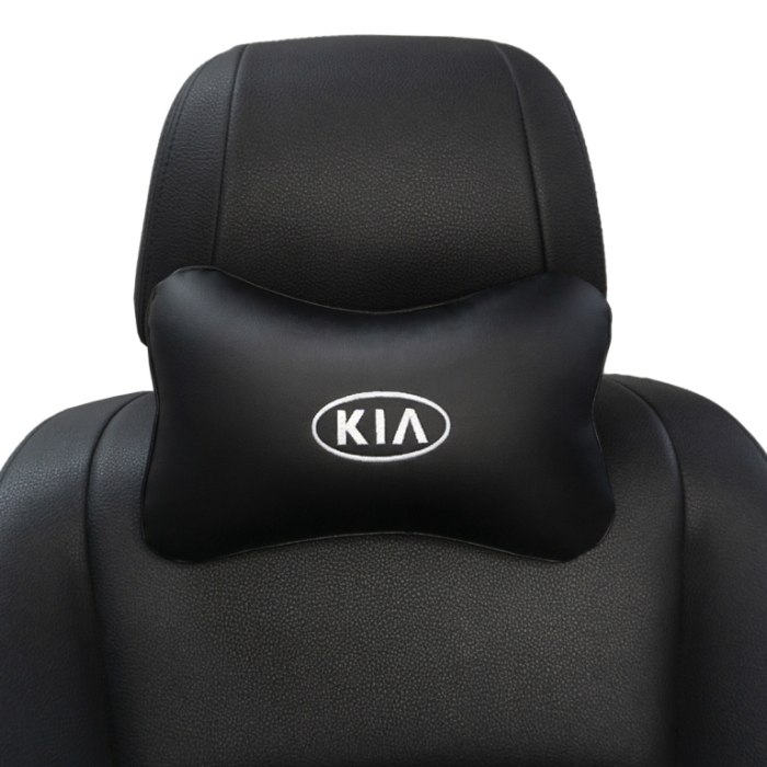 Подушки под шею Подушка под шею черная с вышивкой KIA (белая)